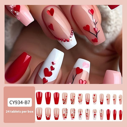 Long Red Heart Nail Sticker