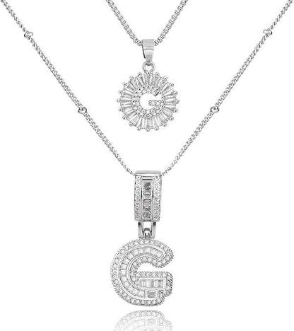 26 English Letters Copper-plated Gold Diamond Pendant Necklace