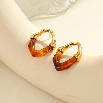 Color Resin Stitching Stainless Steel Earrings