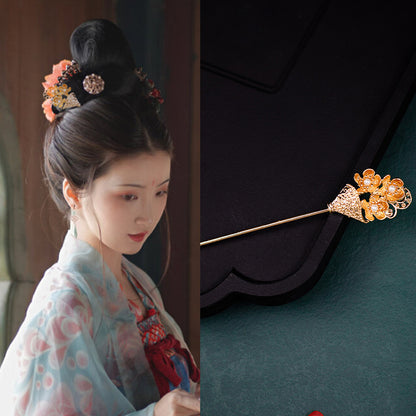 Ancient Style Han Chinese Clothing Handmade Updo Alloy Hairpin Hairpin