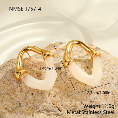 Color Resin Stitching Stainless Steel Earrings