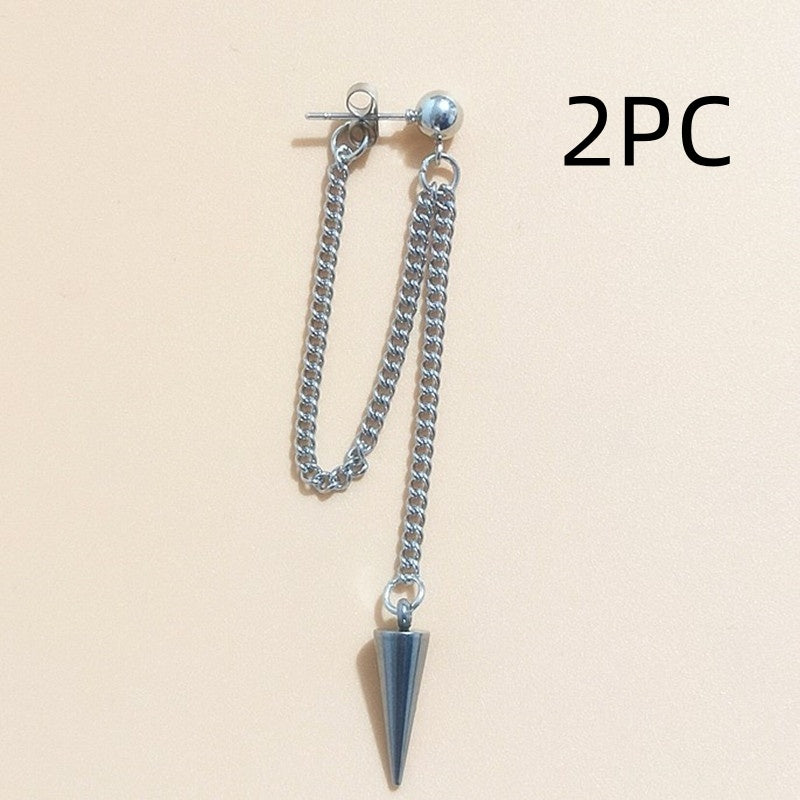 Chain Star Moon Peach Heart Sharp Cone Rhombus Earrings