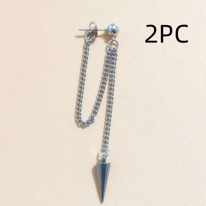 Chain Star Moon Peach Heart Sharp Cone Rhombus Earrings