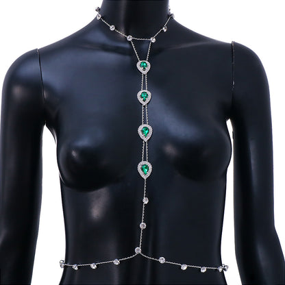 Gem Bikini Chest Necklace Body Chains Rhinestone-encrusted Jewelry