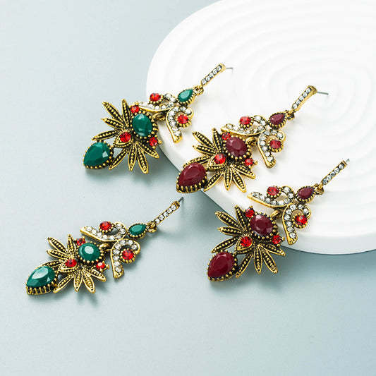 Retro Ethnic Style Alloy Rhinestone Earrings Fashion Women