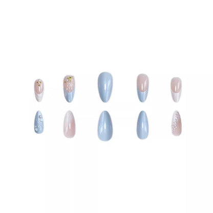 Fashion Ocean Series Almond Nail 3D Pearl Gold XINGX Wear Nail